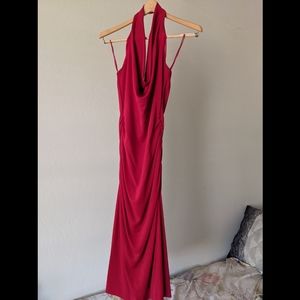 Nicole Miller red halter slouch dress